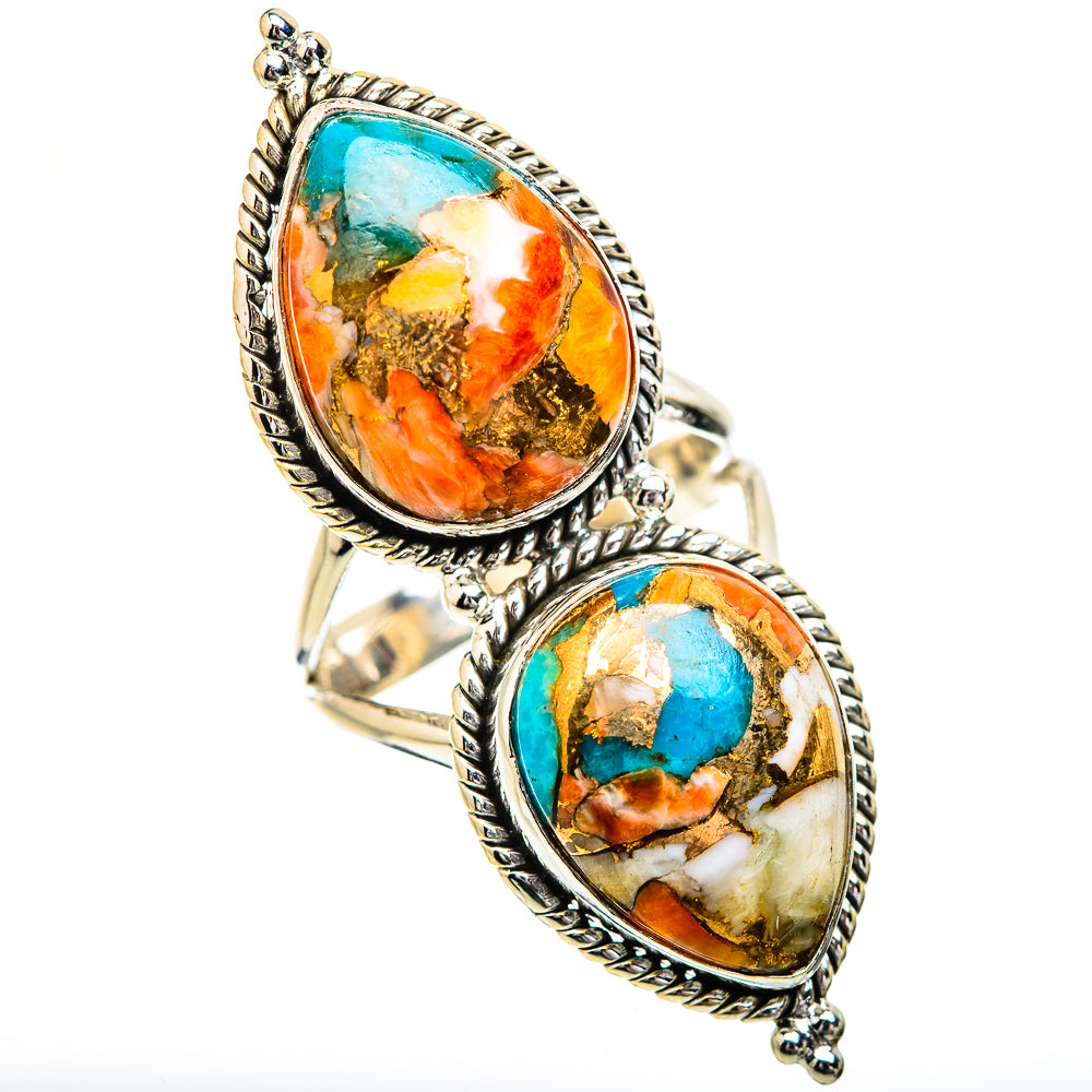 Spiny Oyster Turquoise Rings handcrafted by Ana Silver Co - RING129702 - Photo 2