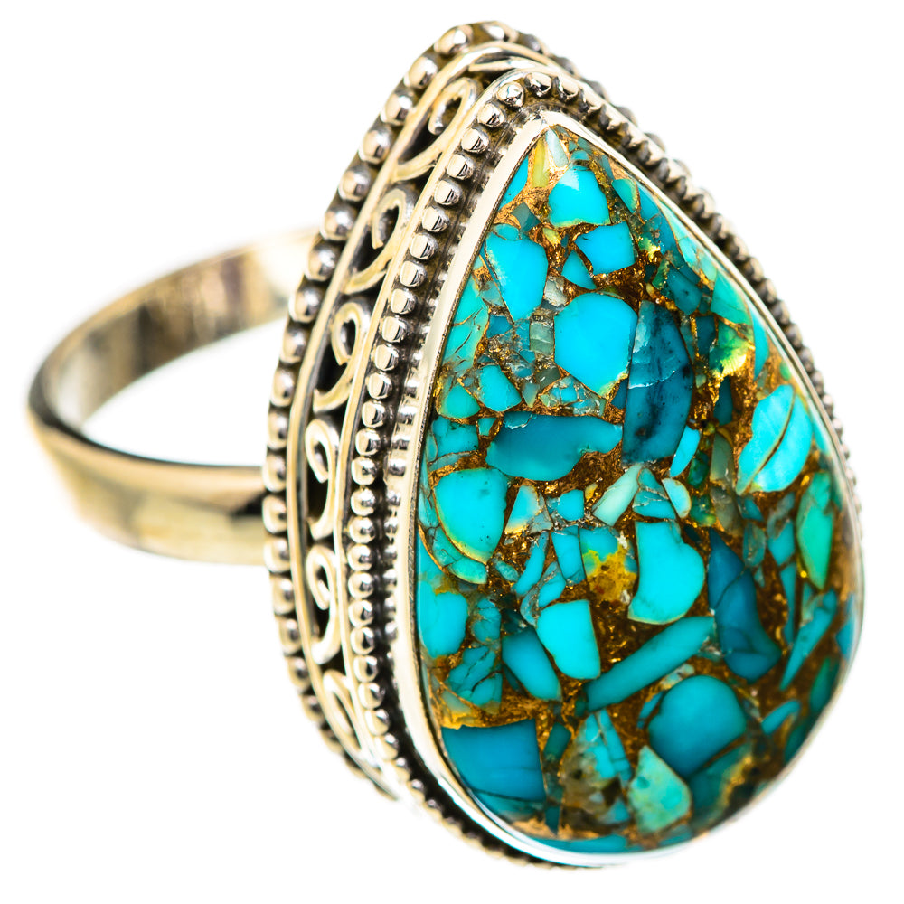 Blue Copper Composite Turquoise Rings handcrafted by Ana Silver Co - RING129707 - Photo 2
