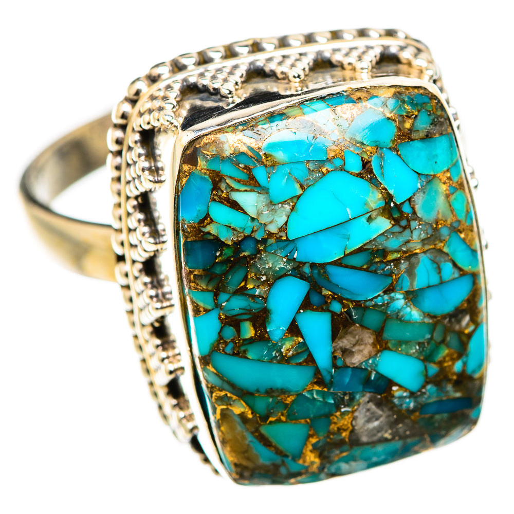 Blue Copper Composite Turquoise Rings handcrafted by Ana Silver Co - RING129736 - Photo 2