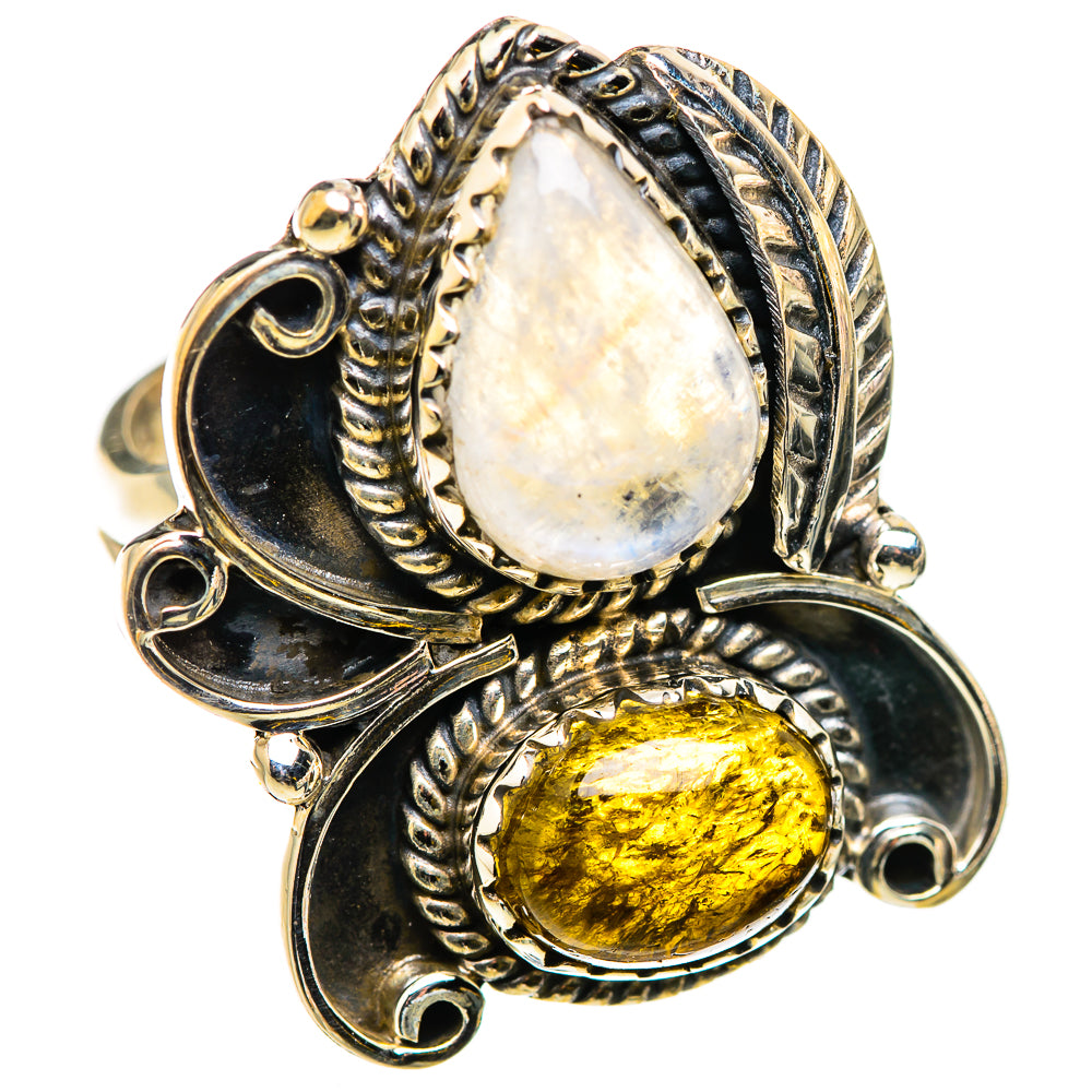 Rainbow Moonstone Rings handcrafted by Ana Silver Co - RING129741 - Photo 2