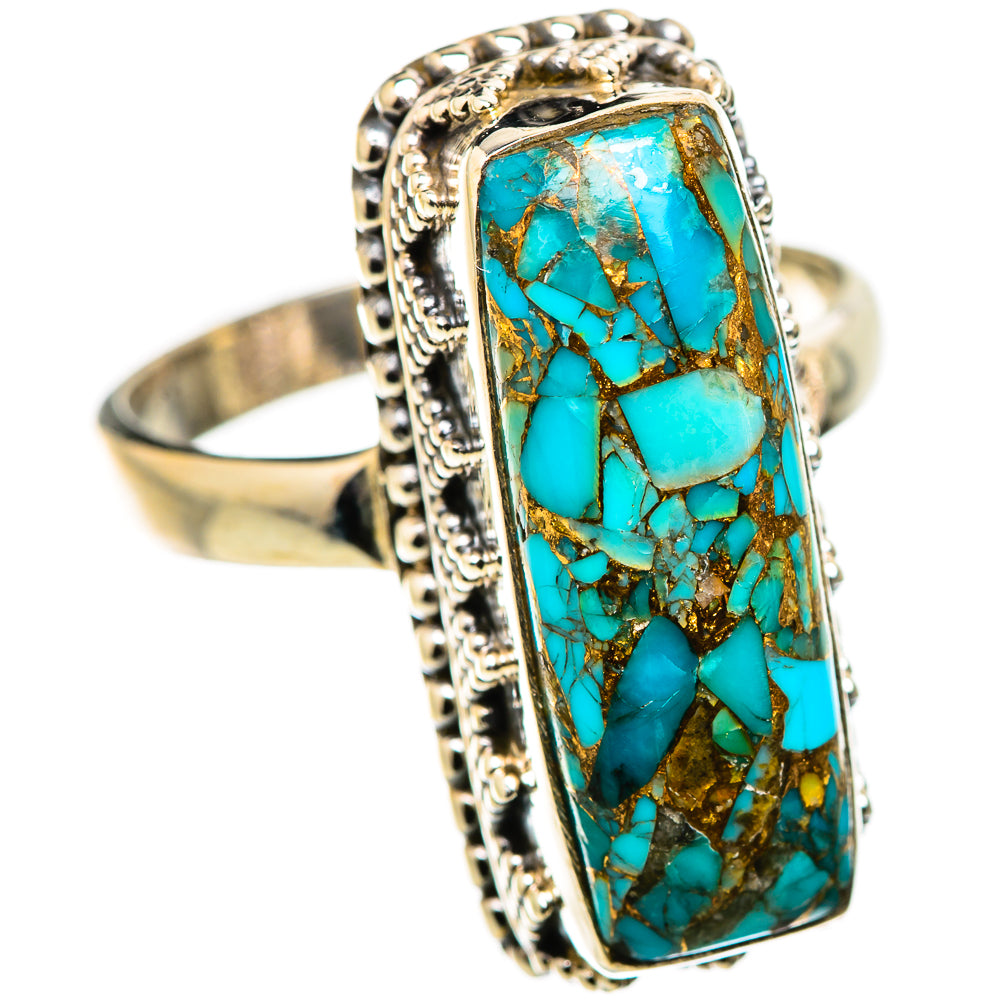 Blue Copper Composite Turquoise Rings handcrafted by Ana Silver Co - RING129758 - Photo 2