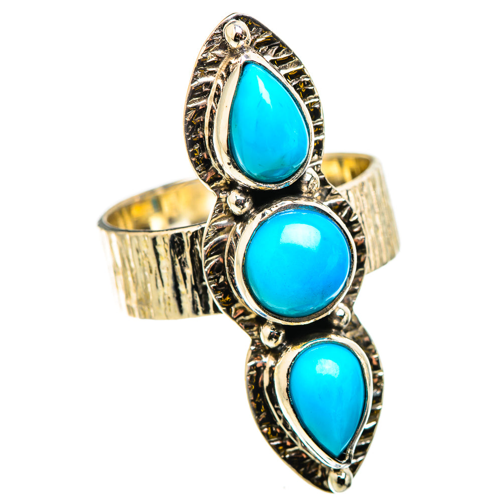 Turquoise triple-teardrop gemstone ring with silver filigree setting