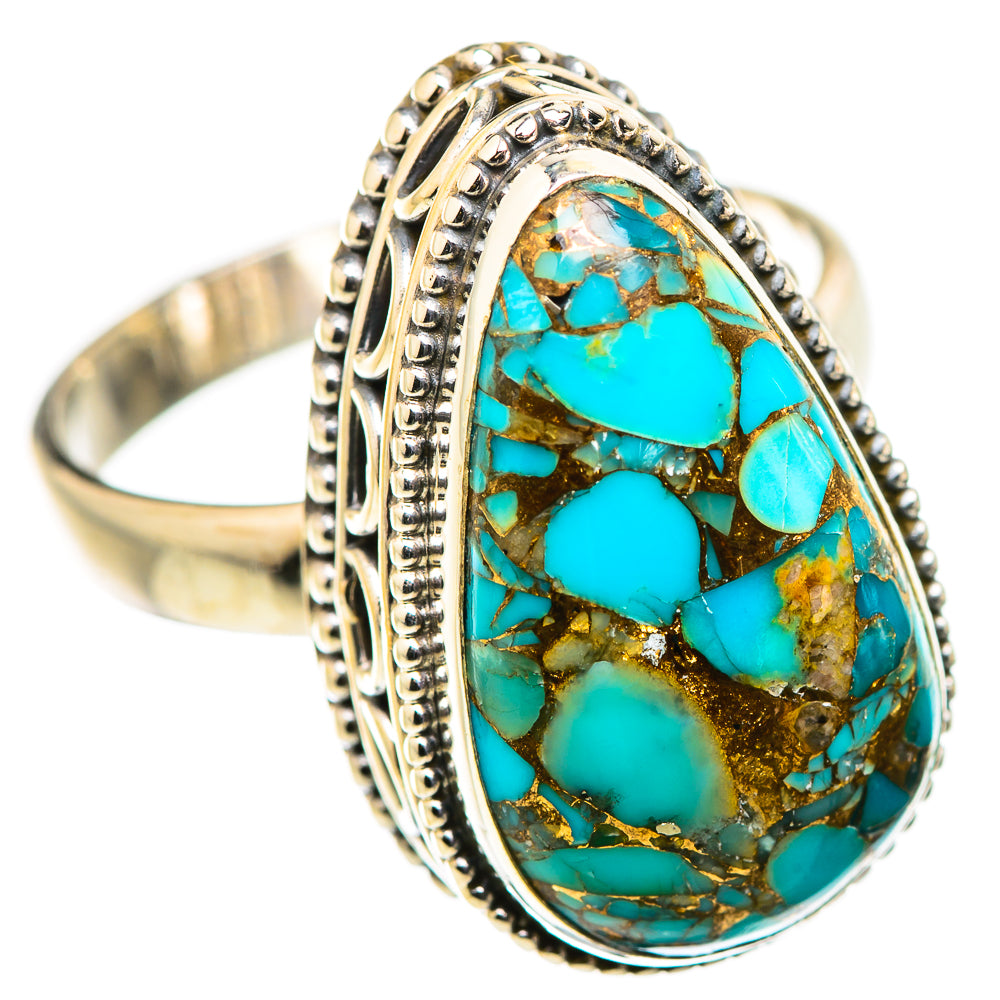 Blue Copper Composite Turquoise Rings handcrafted by Ana Silver Co - RING129808 - Photo 2