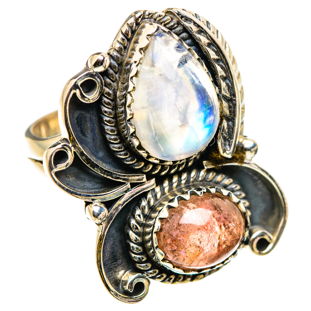 Rainbow Moonstone Rings handcrafted by Ana Silver Co - RING129817 - Photo 2