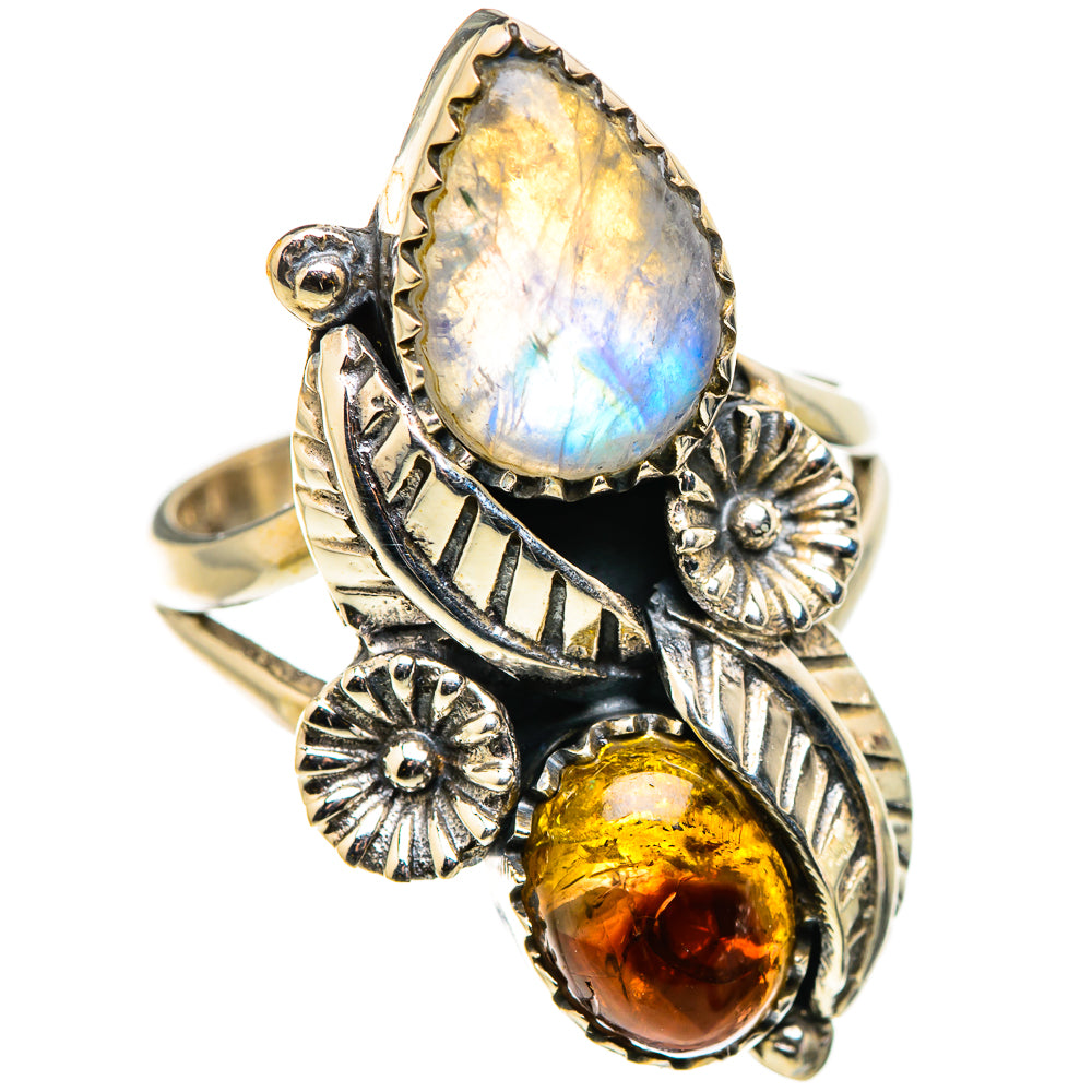 Rainbow Moonstone Rings handcrafted by Ana Silver Co - RING129824 - Photo 2