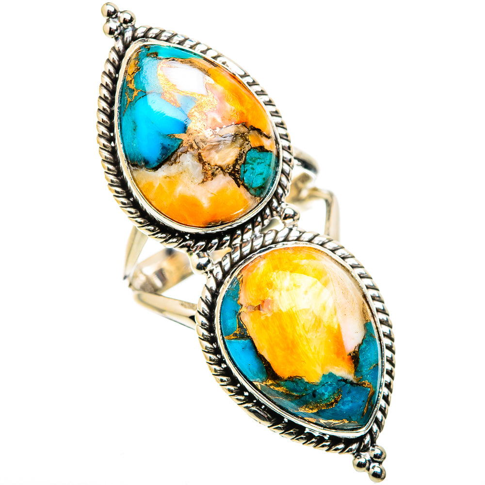 Spiny Oyster Turquoise Rings handcrafted by Ana Silver Co - RING129867 - Photo 2
