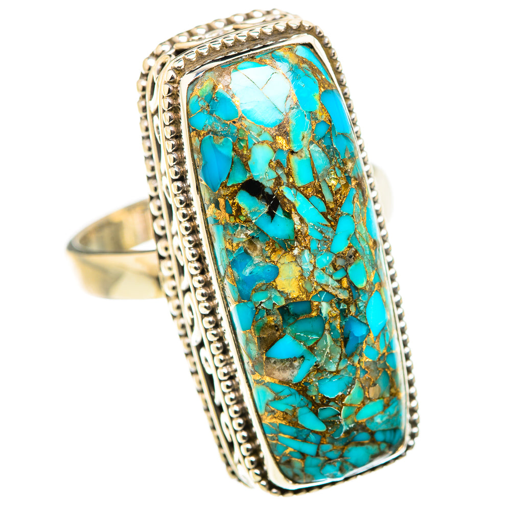 Blue Copper Composite Turquoise Rings handcrafted by Ana Silver Co - RING129876 - Photo 2