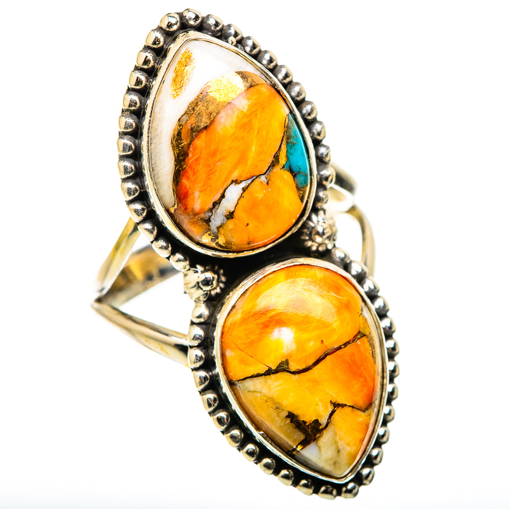 Spiny Oyster Turquoise Rings handcrafted by Ana Silver Co - RING129882 - Photo 2