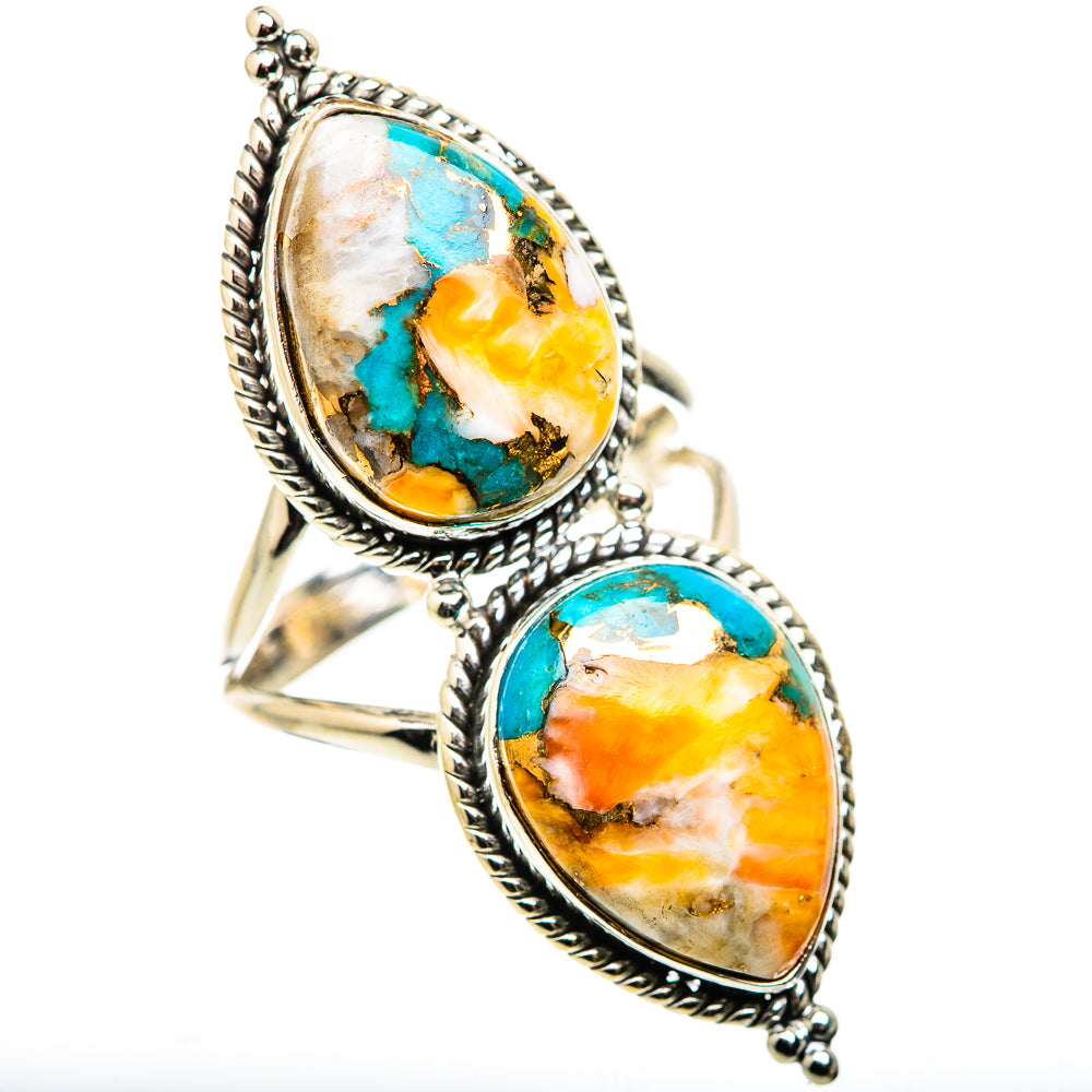 Spiny Oyster Turquoise Rings handcrafted by Ana Silver Co - RING129893 - Photo 2