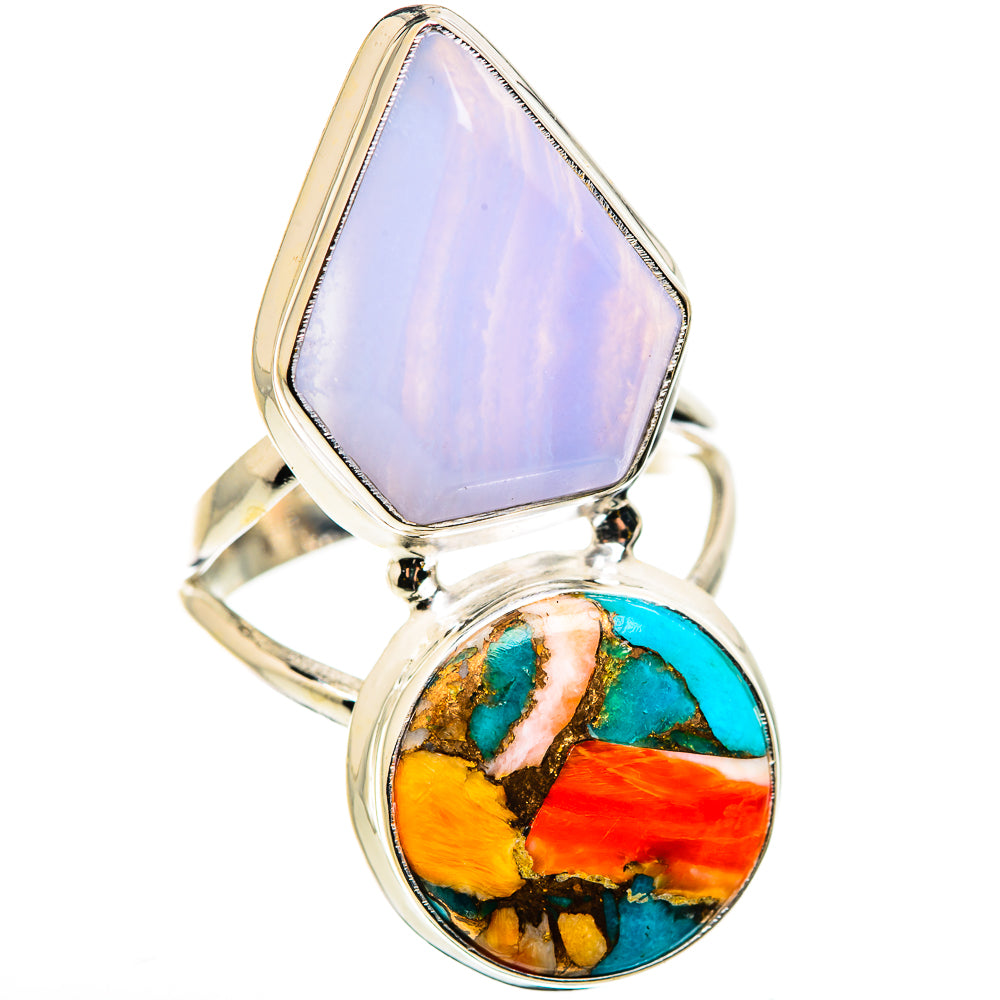Blue Lace Agate Rings handcrafted by Ana Silver Co - RING129895 - Photo 2