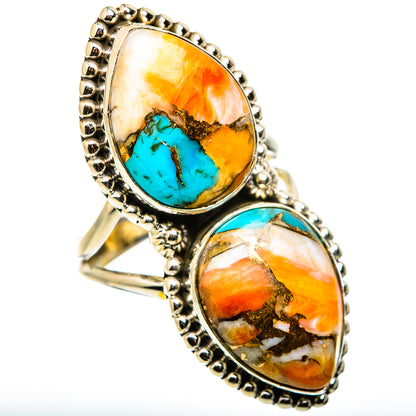 Spiny Oyster Turquoise Rings handcrafted by Ana Silver Co - RING129897 - Photo 2