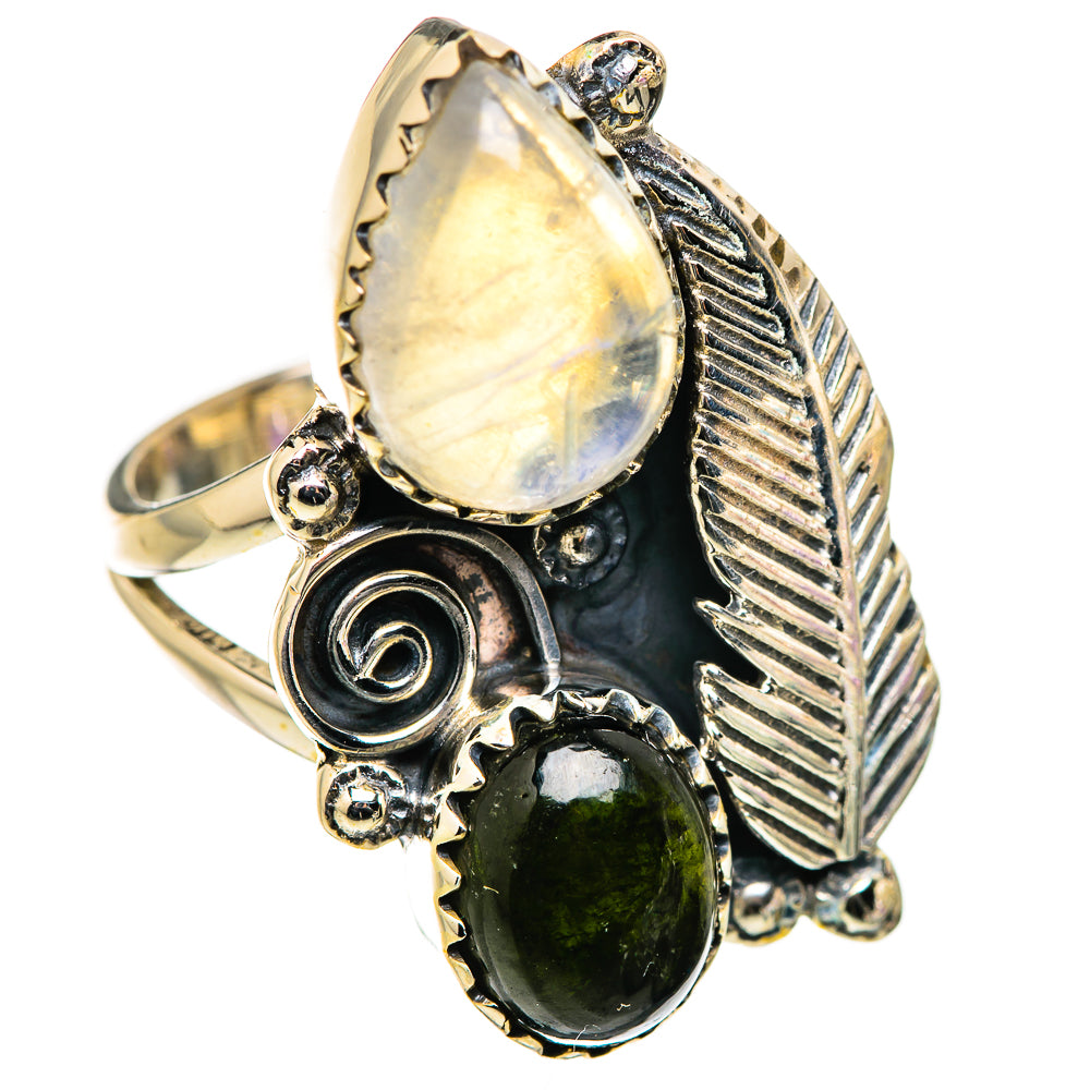 Rainbow Moonstone Rings handcrafted by Ana Silver Co - RING130002 - Photo 2