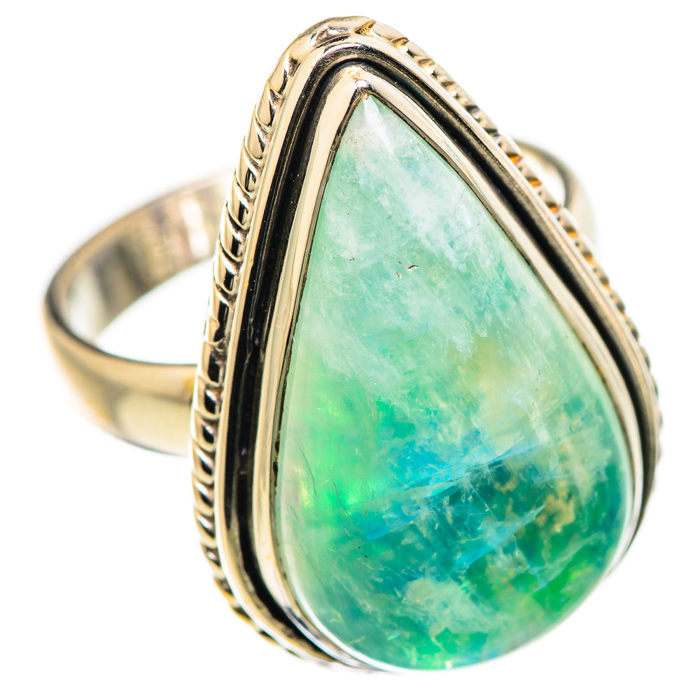 Green Moonstone Rings handcrafted by Ana Silver Co - RING130046 - Photo 2
