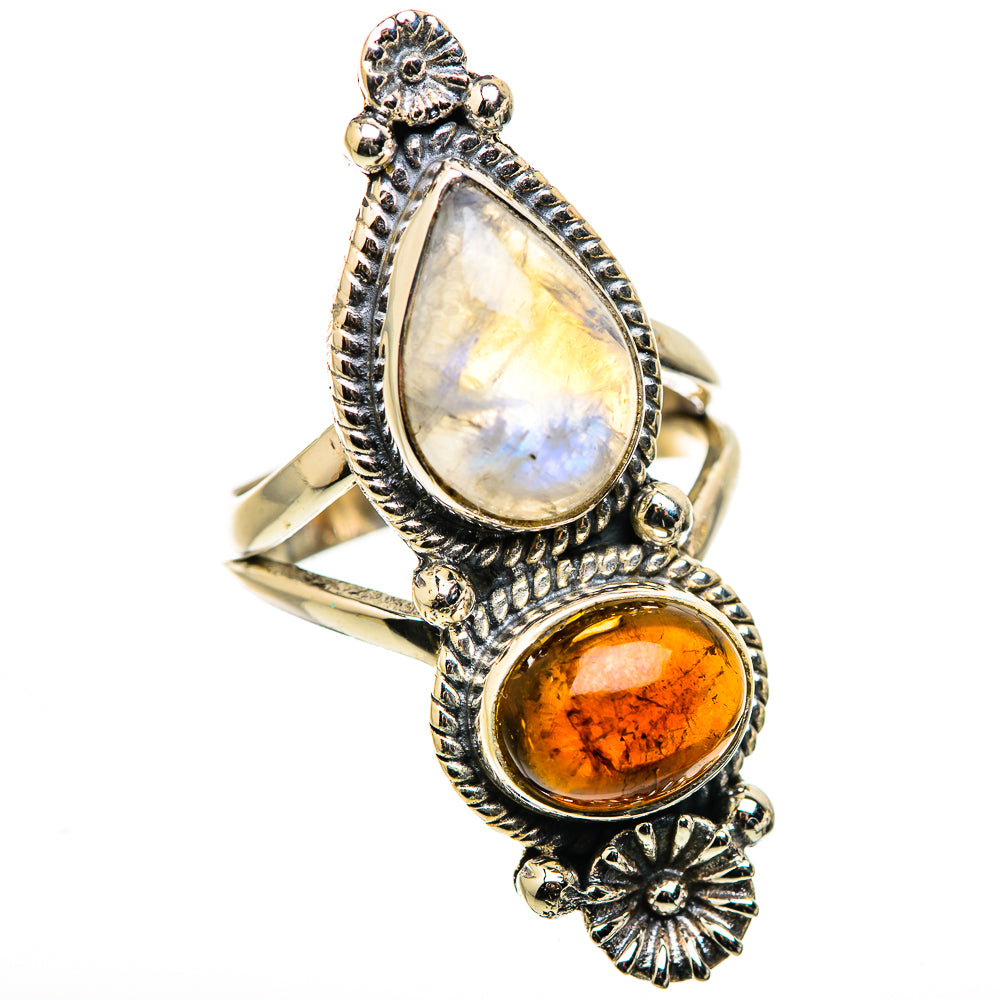 Rainbow Moonstone Rings handcrafted by Ana Silver Co - RING130050 - Photo 2