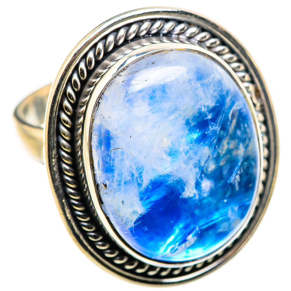 Rainbow Moonstone Rings handcrafted by Ana Silver Co - RING130068 - Photo 2