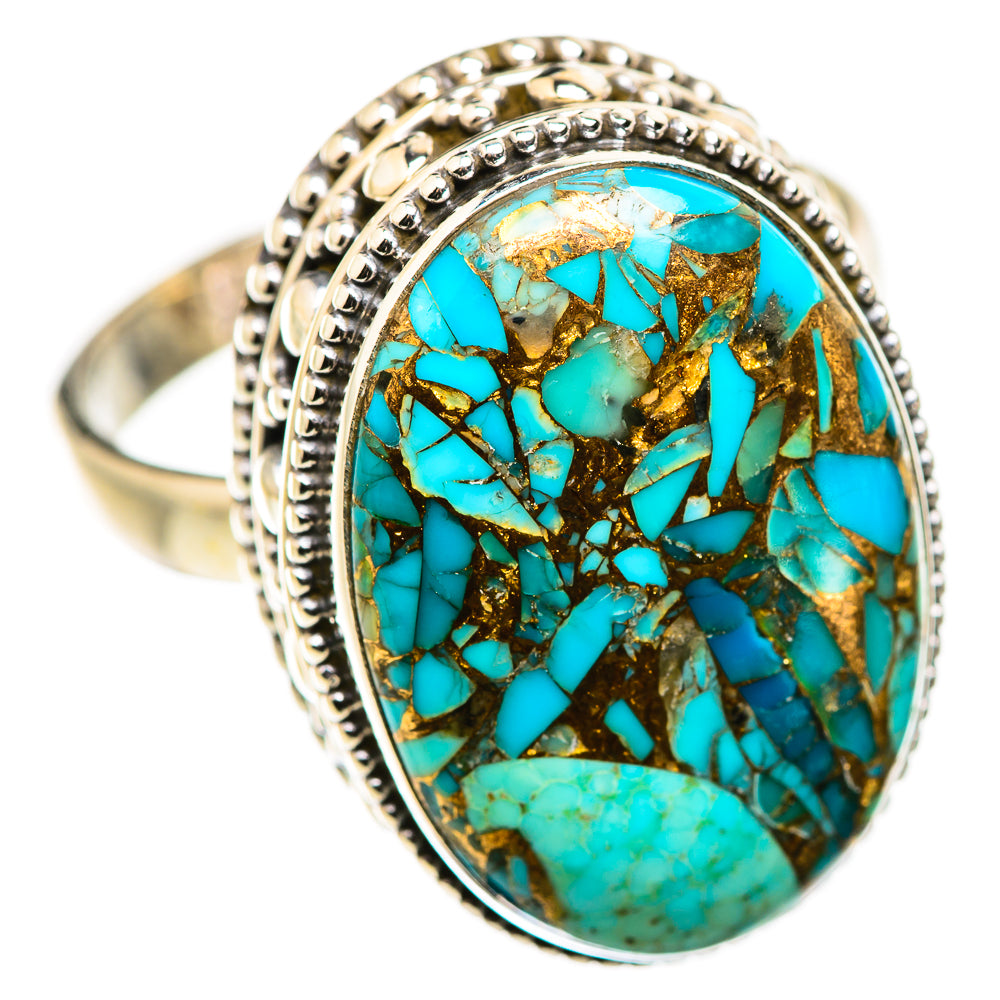 Blue Copper Composite Turquoise Rings handcrafted by Ana Silver Co - RING130070 - Photo 2
