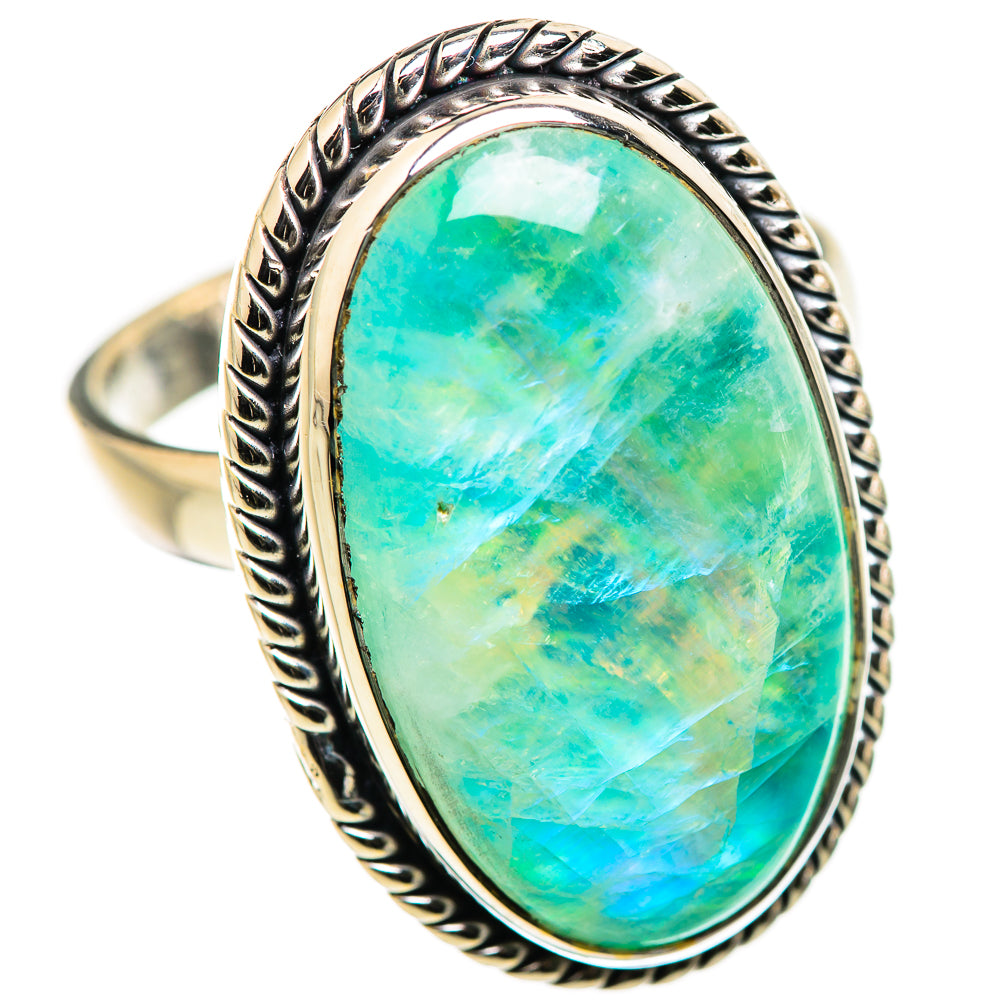 Green Moonstone Rings handcrafted by Ana Silver Co - RING130072 - Photo 2