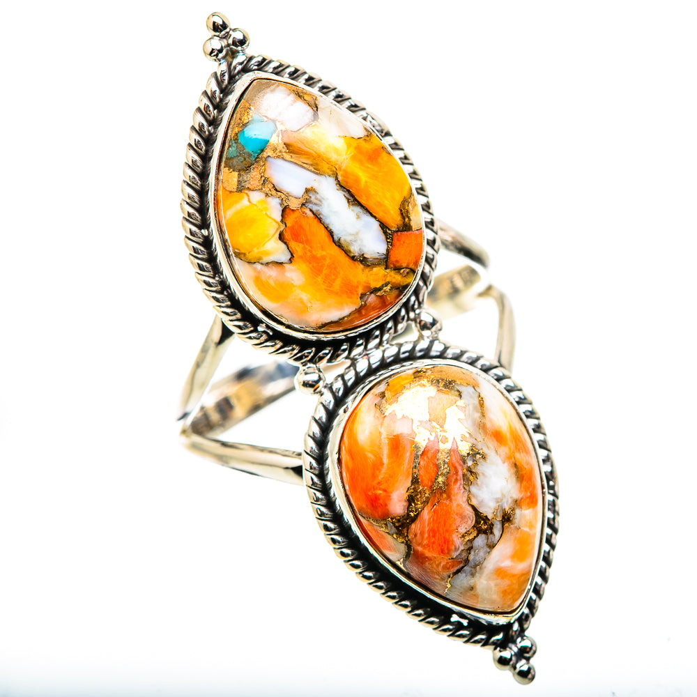 Spiny Oyster Turquoise Rings handcrafted by Ana Silver Co - RING130075 - Photo 2