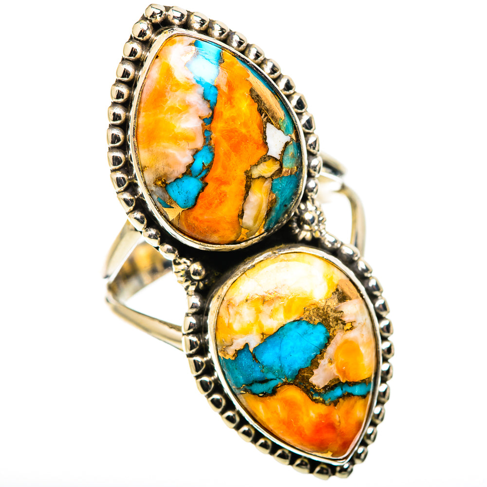 Spiny Oyster Turquoise Rings handcrafted by Ana Silver Co - RING130088 - Photo 2