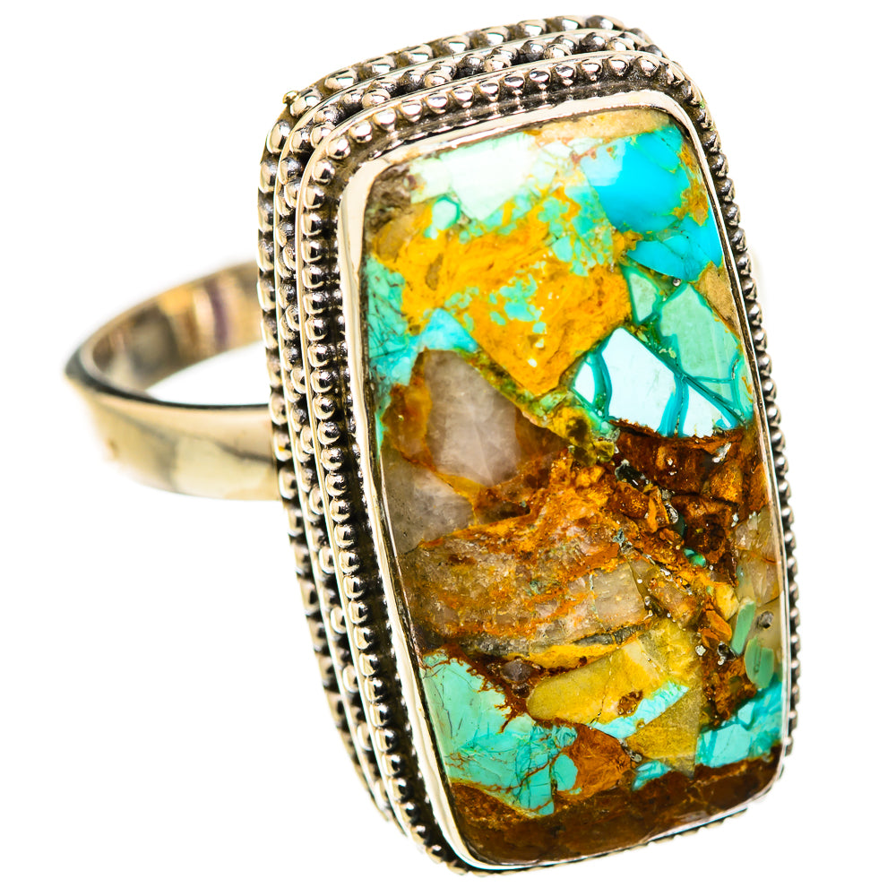 Blue Copper Composite Turquoise Rings handcrafted by Ana Silver Co - RING130095 - Photo 2