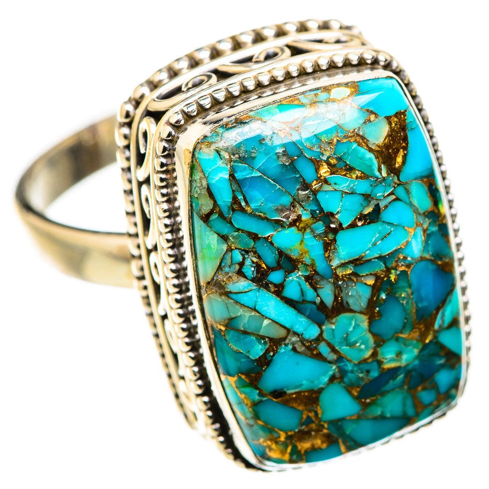 Blue Copper Composite Turquoise Rings handcrafted by Ana Silver Co - RING130097 - Photo 2