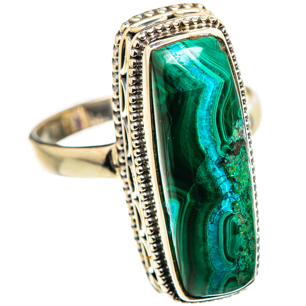 Malachite In Chrysocolla Rings handcrafted by Ana Silver Co - RING130100 - Photo 2