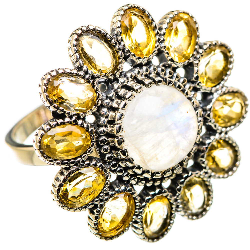 Rainbow Moonstone Rings handcrafted by Ana Silver Co - RING130105 - Photo 2