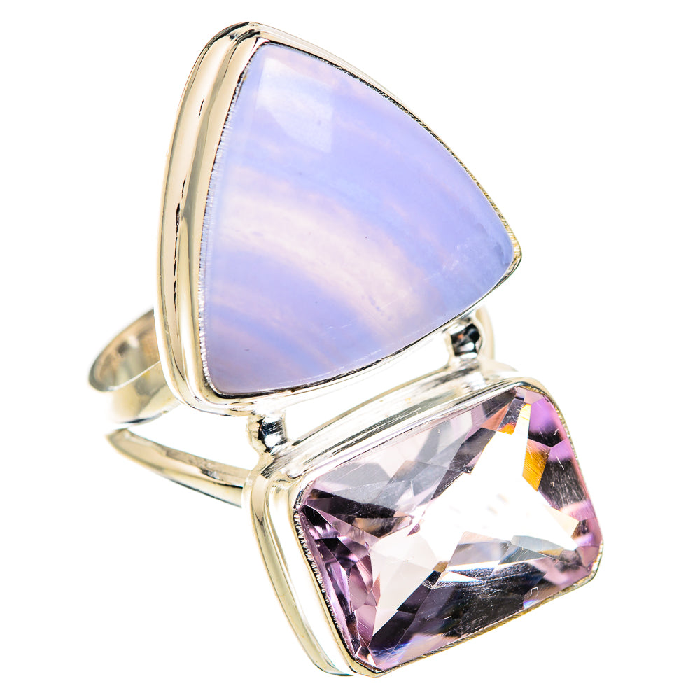 Blue Lace Agate Rings handcrafted by Ana Silver Co - RING130115 - Photo 2