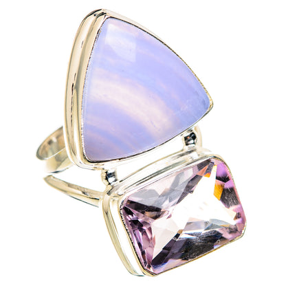 Blue Lace Agate Rings handcrafted by Ana Silver Co - RING130115 - Photo 2