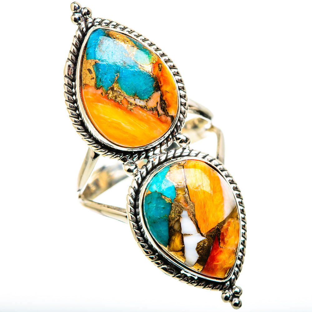 Spiny Oyster Turquoise Rings handcrafted by Ana Silver Co - RING130118 - Photo 2