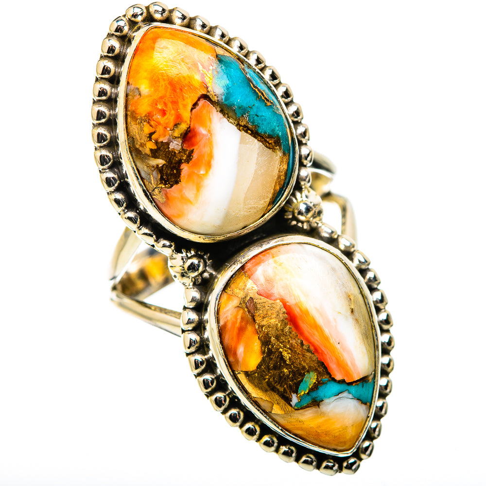 Spiny Oyster Turquoise Rings handcrafted by Ana Silver Co - RING130120 - Photo 2