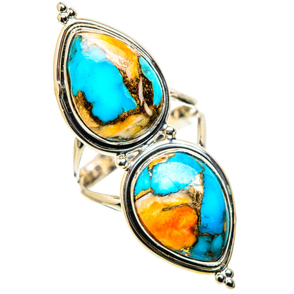 Spiny Oyster Turquoise Rings handcrafted by Ana Silver Co - RING130124 - Photo 2