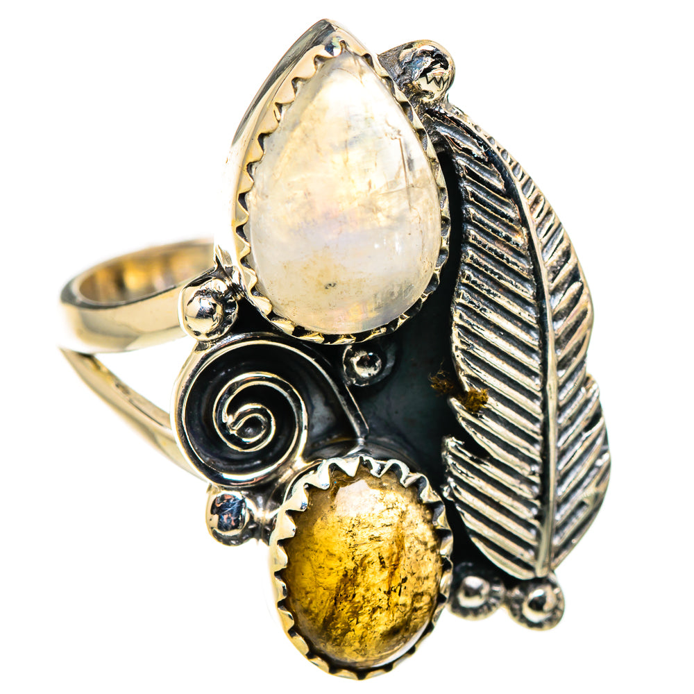 Rainbow Moonstone Rings handcrafted by Ana Silver Co - RING130189 - Photo 2