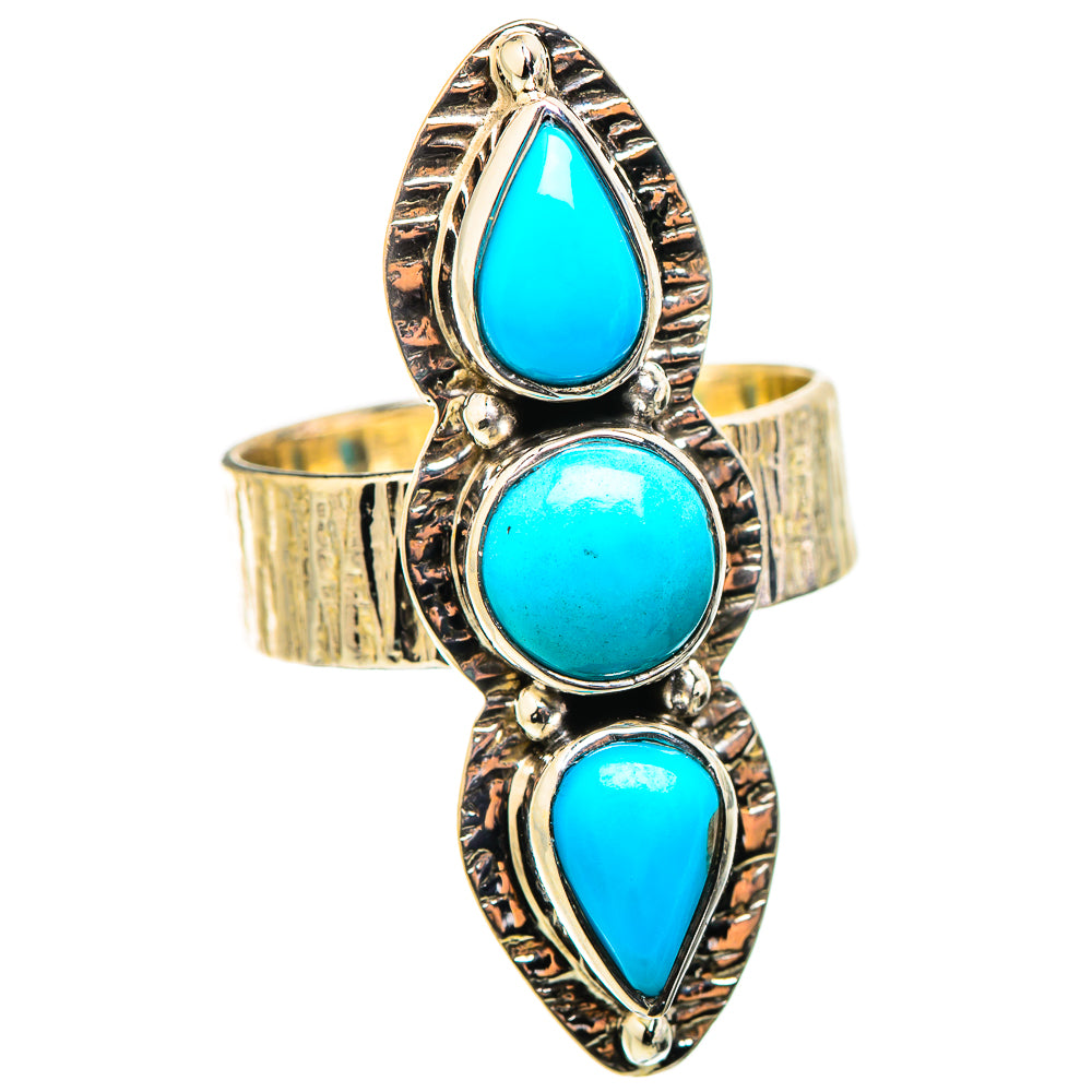 Sleeping Beauty Turquoise Rings handcrafted by Ana Silver Co - RING130208 - Photo 2