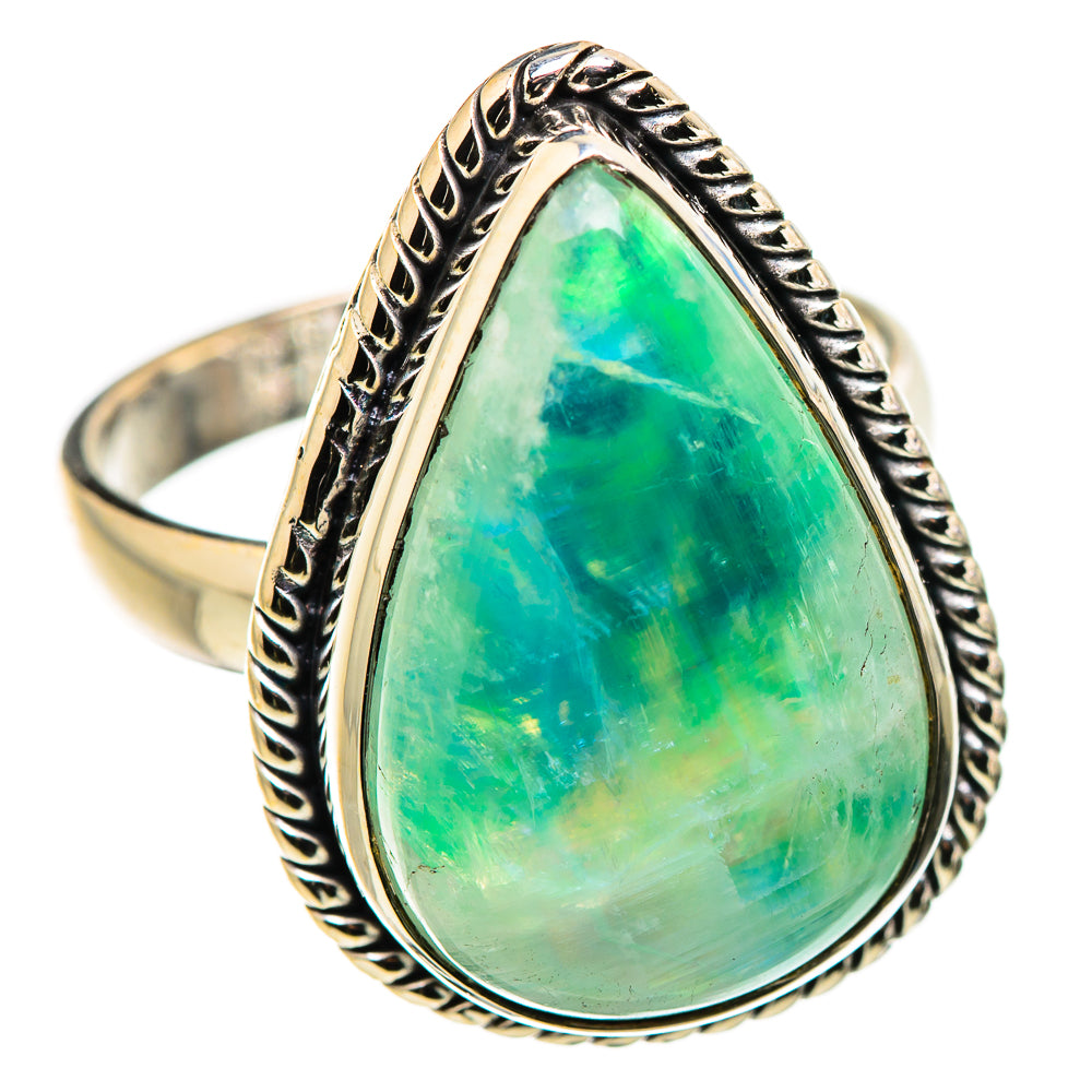 Green Moonstone Rings handcrafted by Ana Silver Co - RING130214 - Photo 2