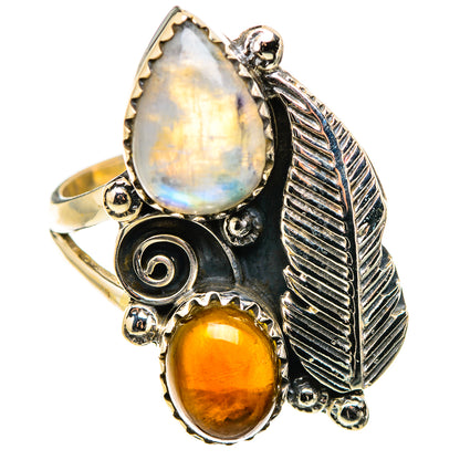 Rainbow Moonstone Rings handcrafted by Ana Silver Co - RING130217 - Photo 2