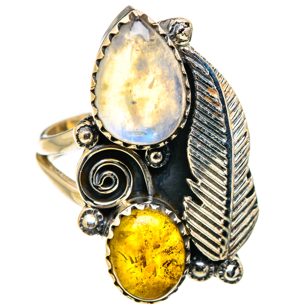 Rainbow Moonstone Rings handcrafted by Ana Silver Co - RING130218 - Photo 2