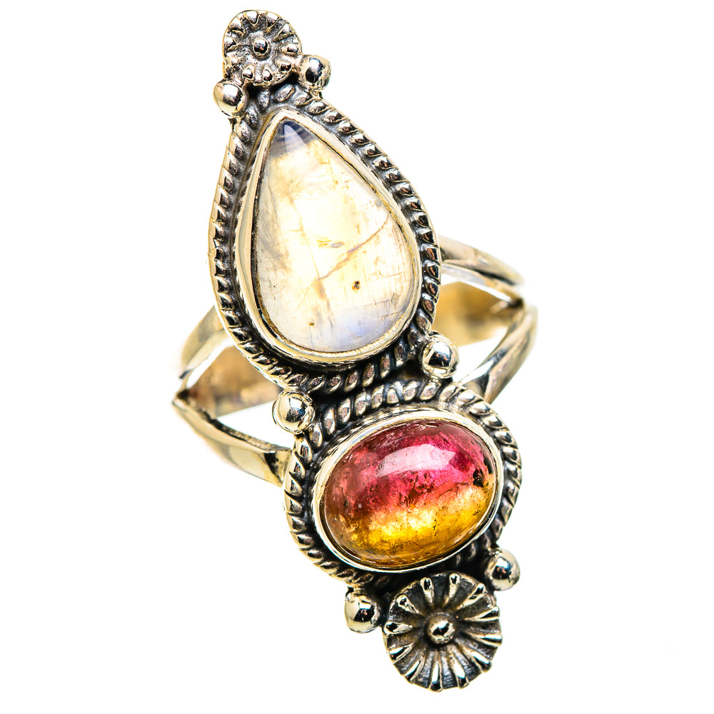 Rainbow Moonstone Rings handcrafted by Ana Silver Co - RING130225 - Photo 2