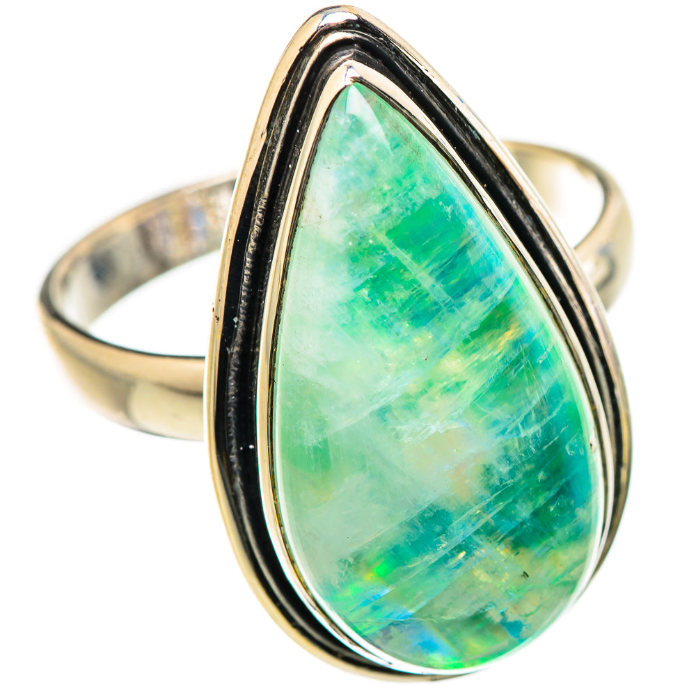 Green Moonstone Rings handcrafted by Ana Silver Co - RING130239 - Photo 2
