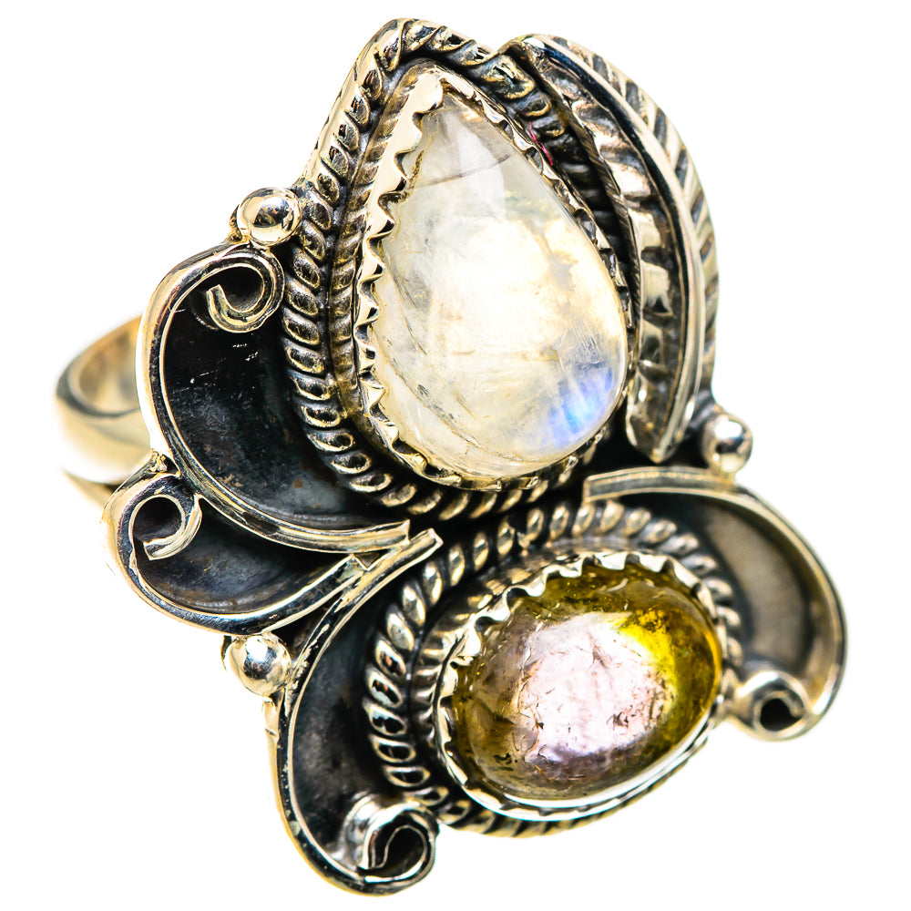 Rainbow Moonstone Rings handcrafted by Ana Silver Co - RING130246 - Photo 2
