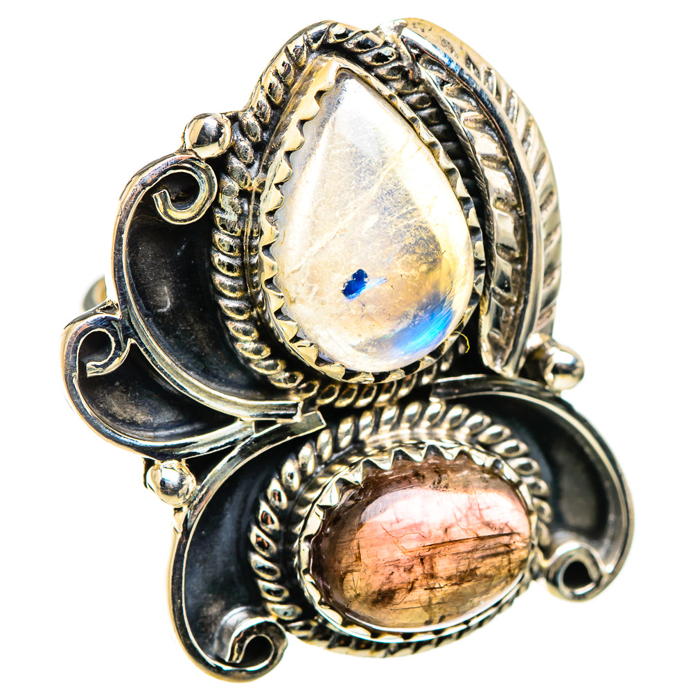 Rainbow Moonstone Rings handcrafted by Ana Silver Co - RING130266 - Photo 2