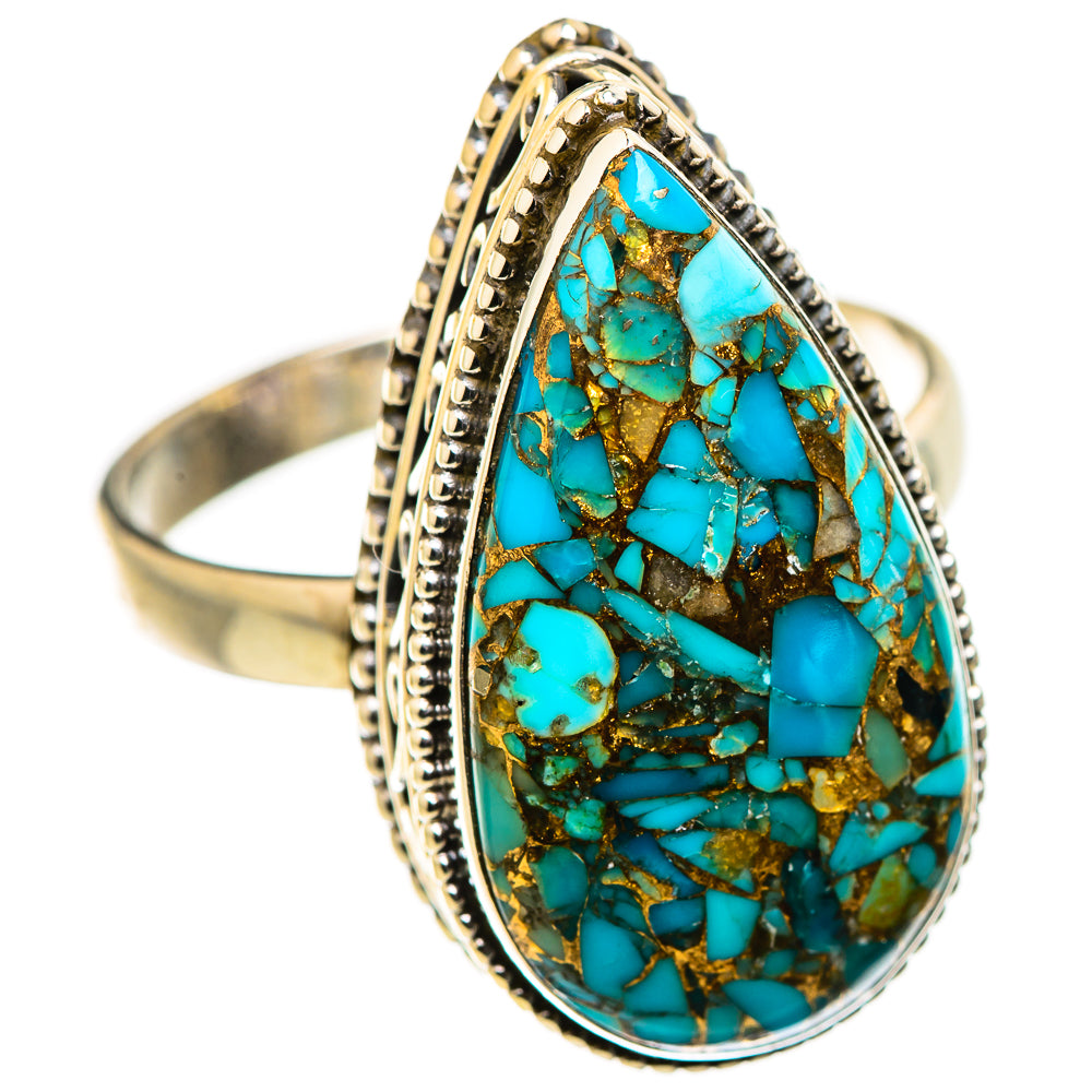 Blue Copper Composite Turquoise Rings handcrafted by Ana Silver Co - RING130275 - Photo 2