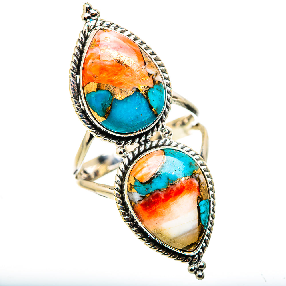 Spiny Oyster Turquoise Rings handcrafted by Ana Silver Co - RING130293 - Photo 2