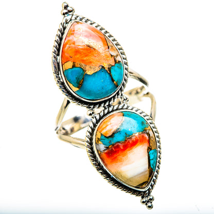 Spiny Oyster Turquoise Rings handcrafted by Ana Silver Co - RING130293 - Photo 2
