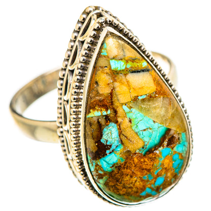 Blue Copper Composite Turquoise Rings handcrafted by Ana Silver Co - RING130297 - Photo 2