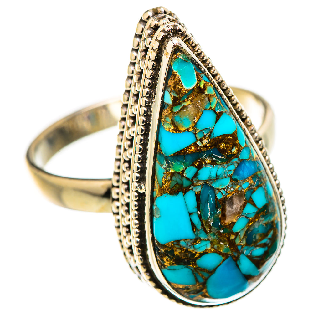 Blue Copper Composite Turquoise Rings handcrafted by Ana Silver Co - RING130300 - Photo 2