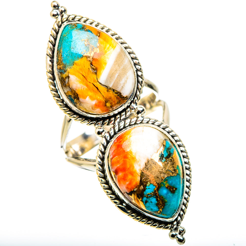 Spiny Oyster Turquoise Rings handcrafted by Ana Silver Co - RING130314 - Photo 2
