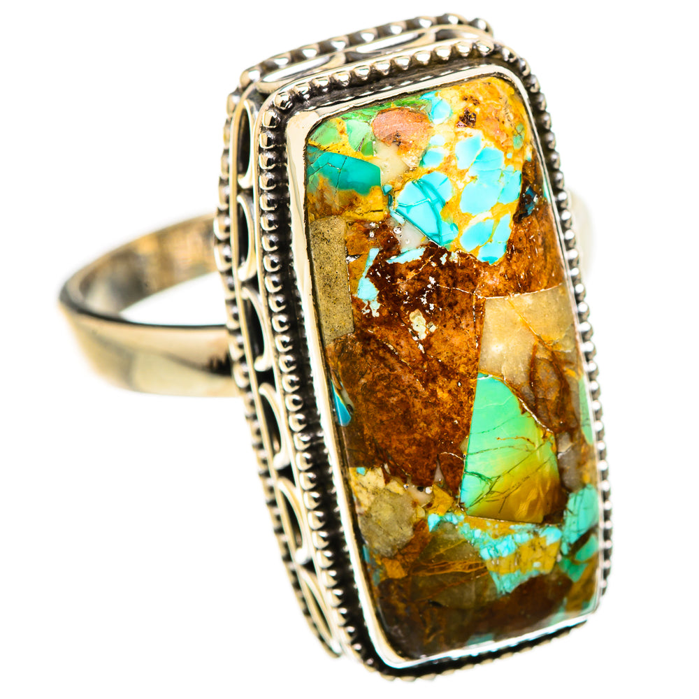 Blue Copper Composite Turquoise Rings handcrafted by Ana Silver Co - RING130316 - Photo 2