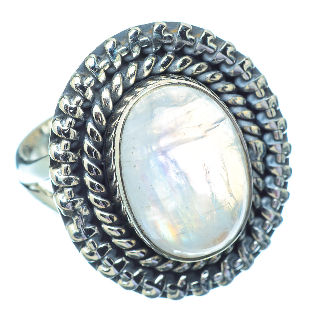 Rainbow Moonstone Rings handcrafted by Ana Silver Co - RING13036