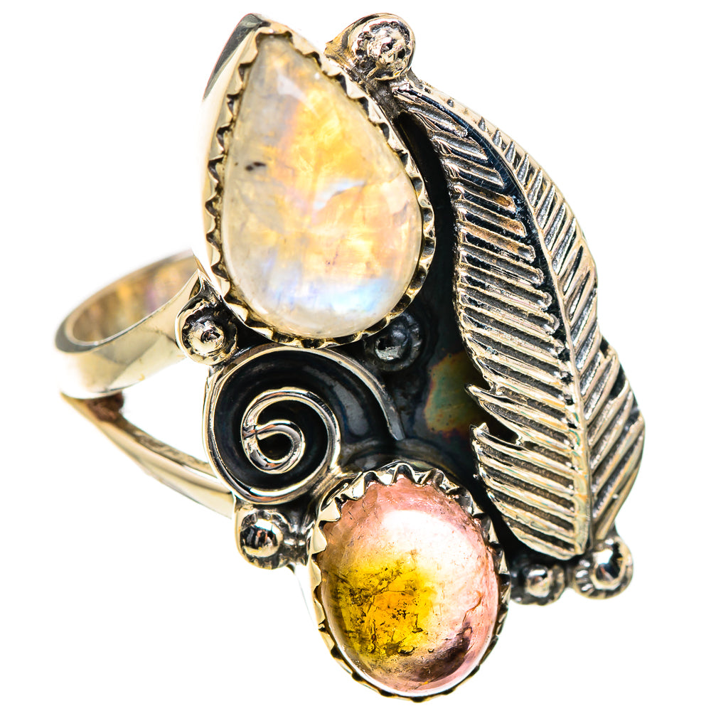 Rainbow Moonstone Rings handcrafted by Ana Silver Co - RING130409 - Photo 2